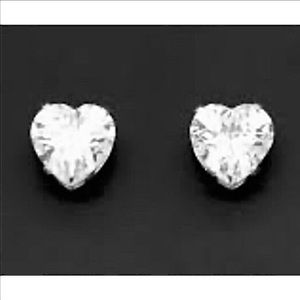 Stainless Steel Cubic Zirconia Heart Earrings 10mm NEW